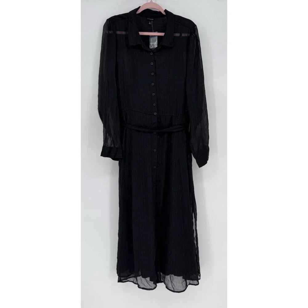 Torrid Maxi Shirt Dress 3X NWT Black Sheer Woven Button Up Whimsigoth Goth